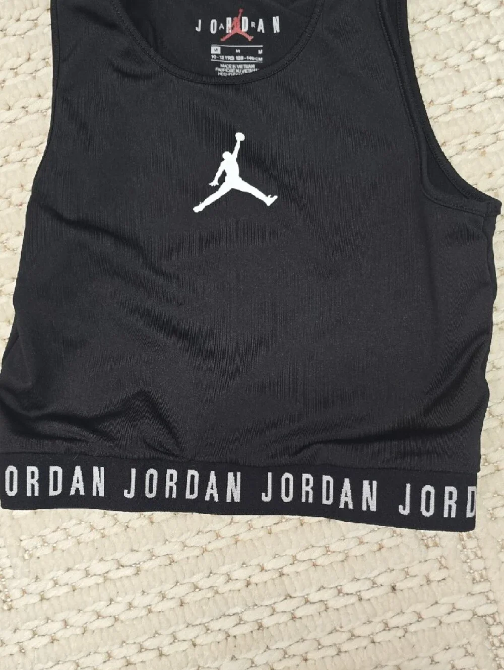 Jordan Black Crop Tank with White Jumpman Logo - Picture 3 of 8